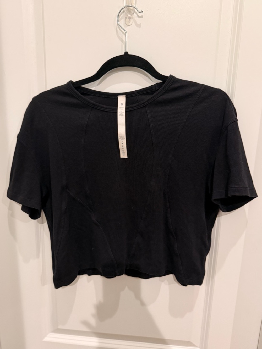 lululemon athletica Black Short-Sleeve Cropped Crewneck Top